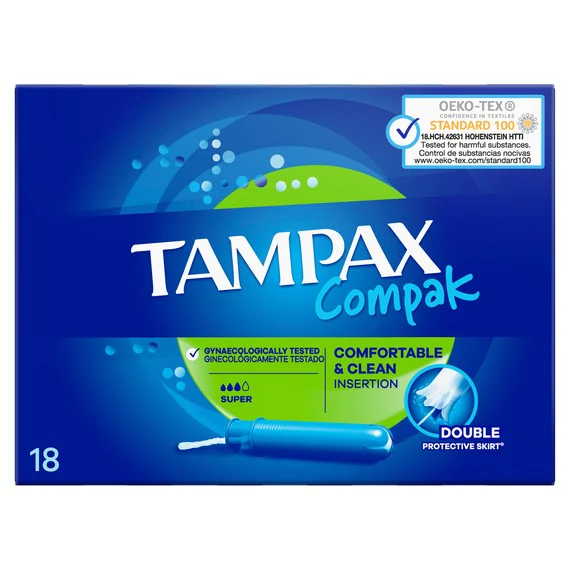 Tampax Compak Super Applicator Tampons 18 Pack