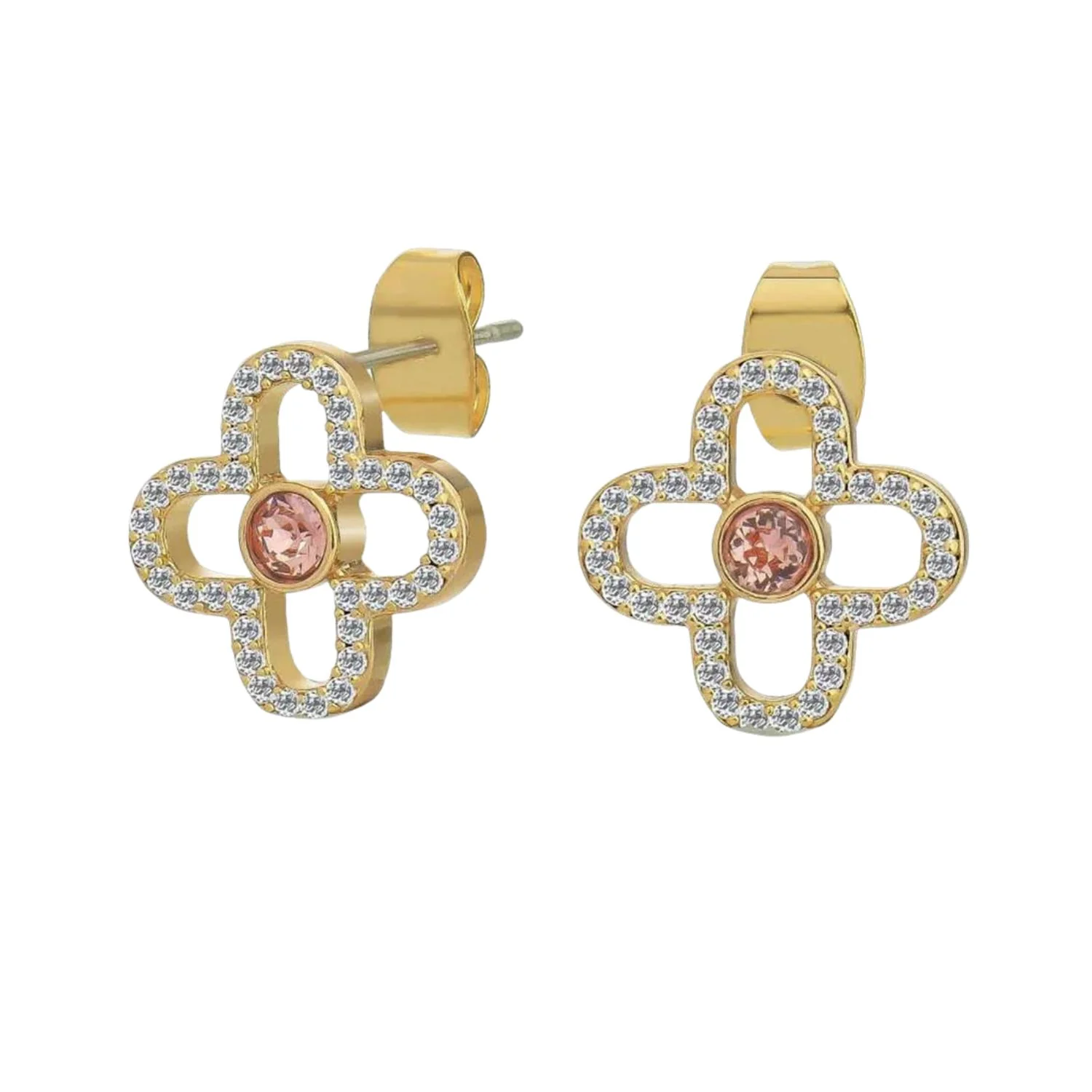 Tipperary Crystal Le Fleur Collection Pink Cubic Zirconia Earrings – Gold