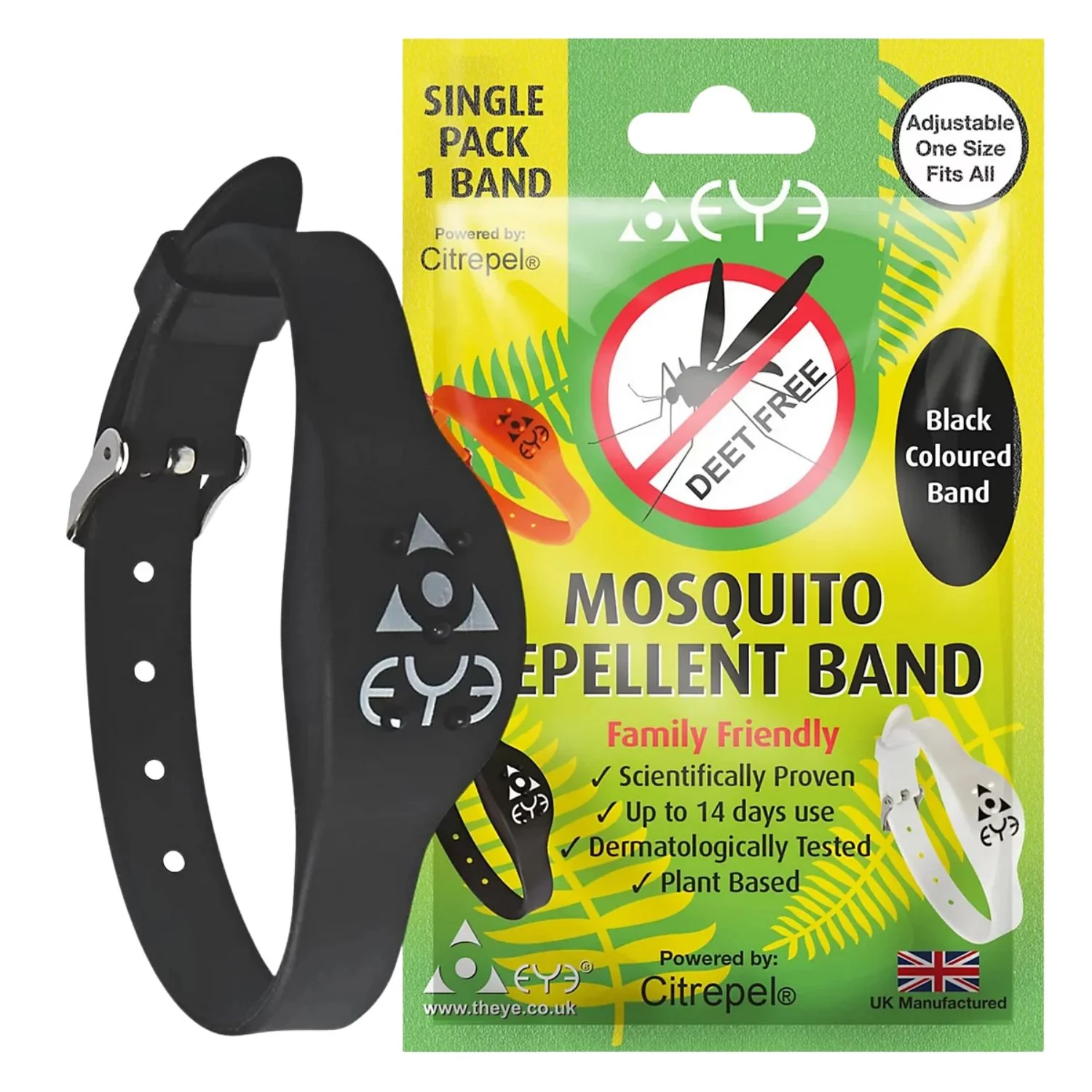 Theye Deet Free Mosquito Repellent Band - Black