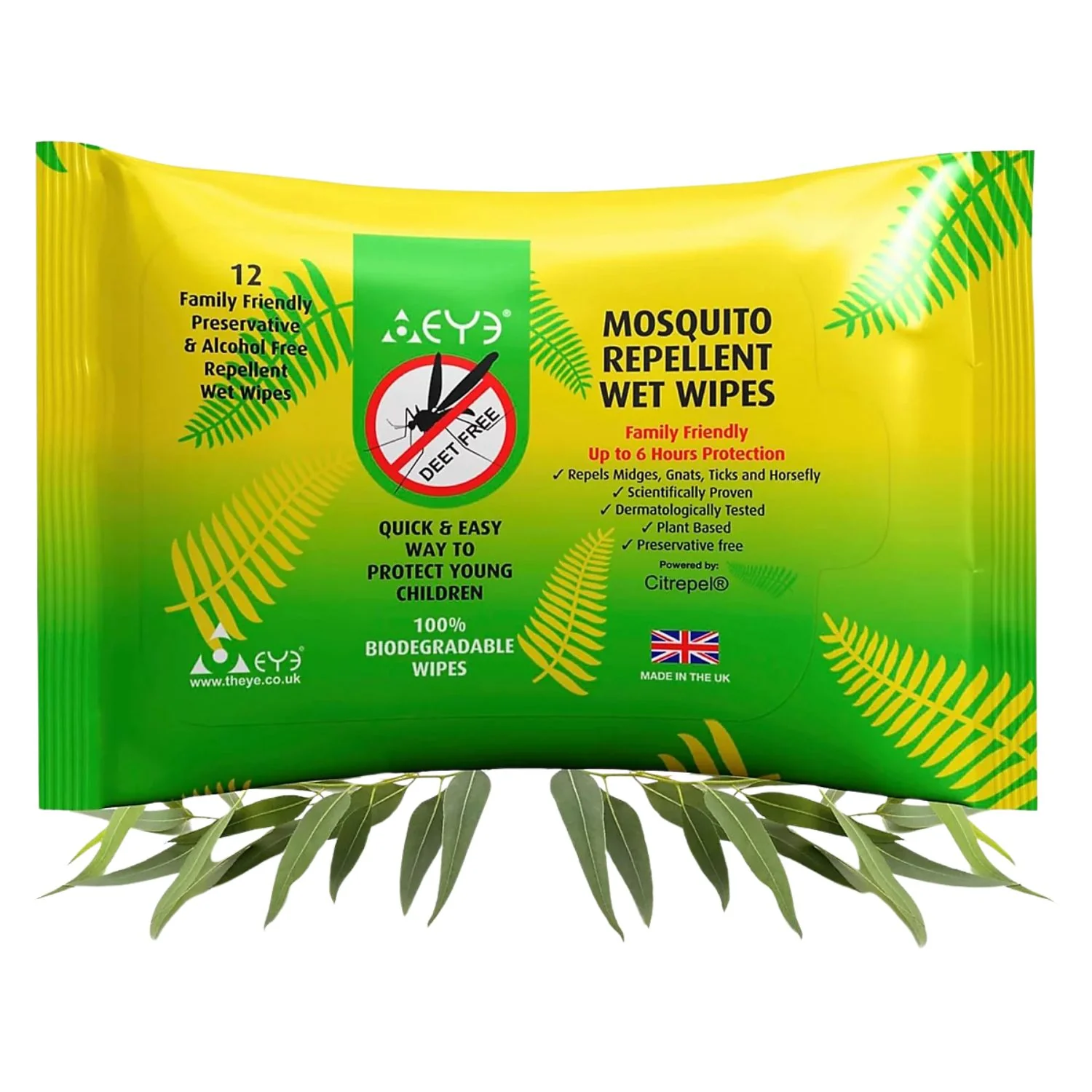 Theye Deet Free Mosquito Repellent Wet Wipes 12 Pack
