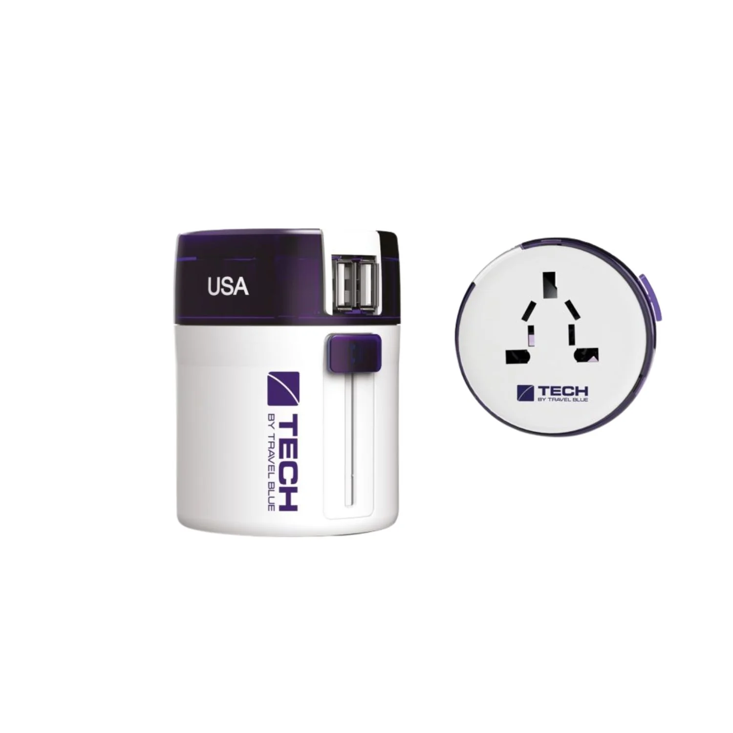 Travel Blue Twist & Slide Worldwide Travel Adaptor with Dual USB