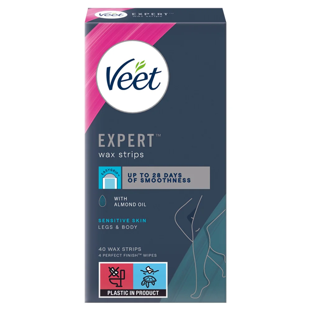 Veet Expert Wax Strips for Legs - Sensitive Skin - 40 Strips