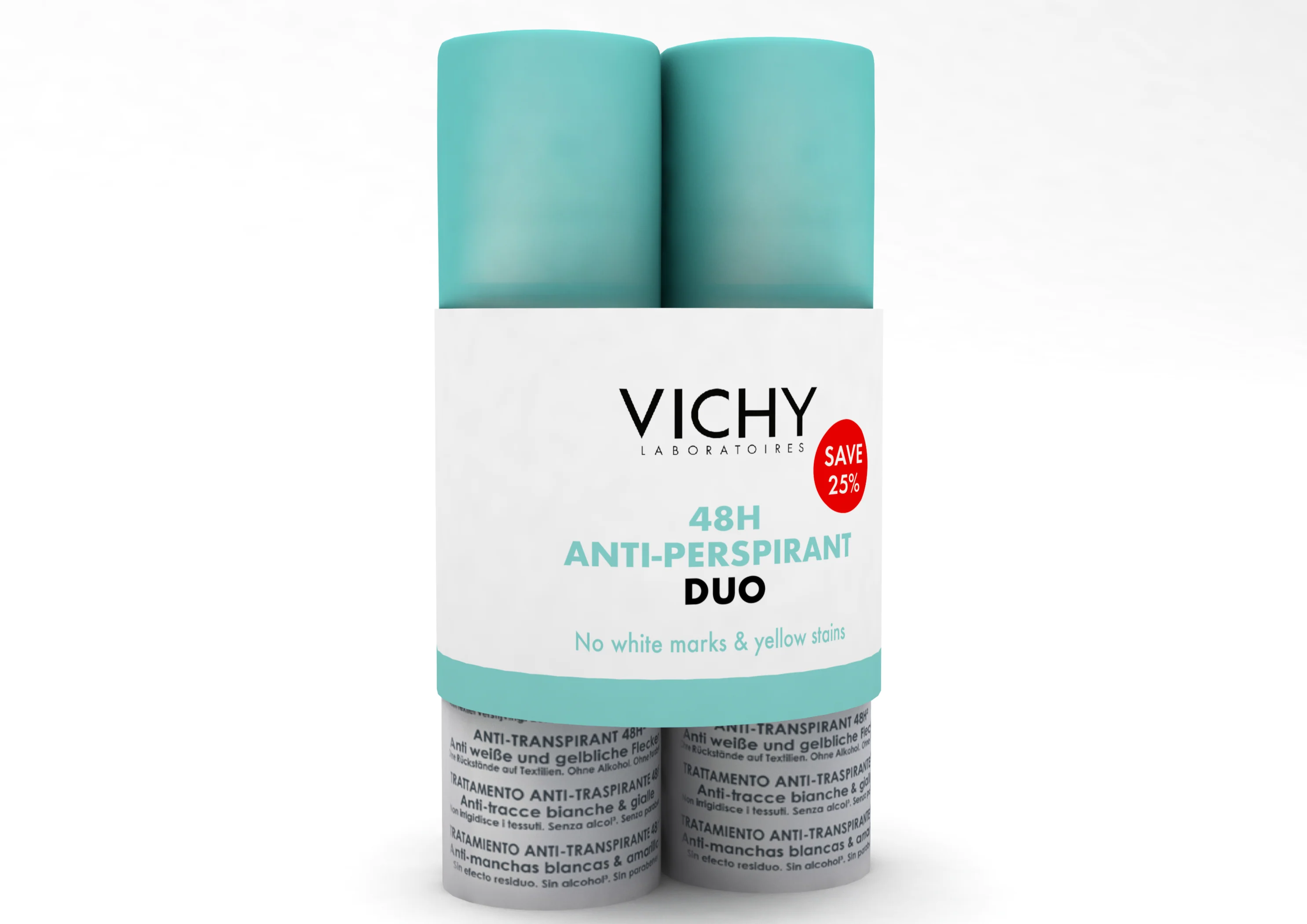 Vichy 48 Hour Aerosol No Marks Deodorant 125ml - Twin Pack