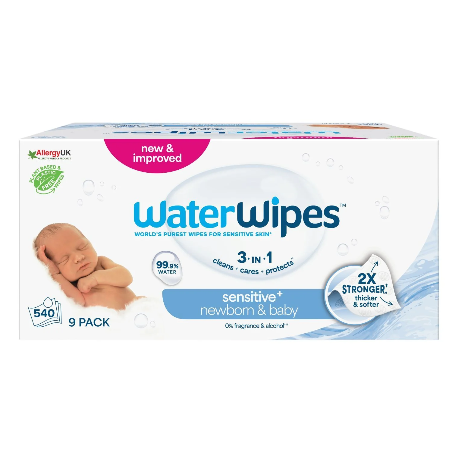 WaterWipes Newborn Baby Wipes 9 Pack (540 Wipes)
